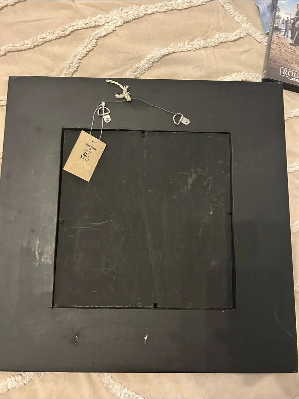 Source Unknown Rust Red Square Wall Mirror with Black Motifs